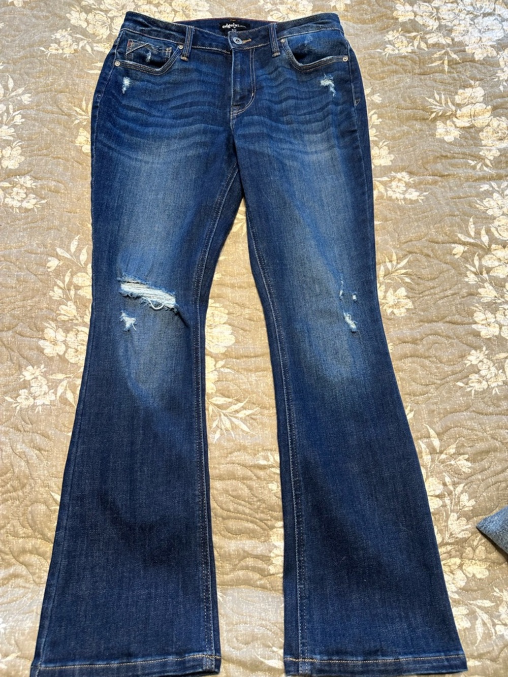 Maurices Dark Indigo Distressed Straight Leg Jeans - Picture 3 of 6